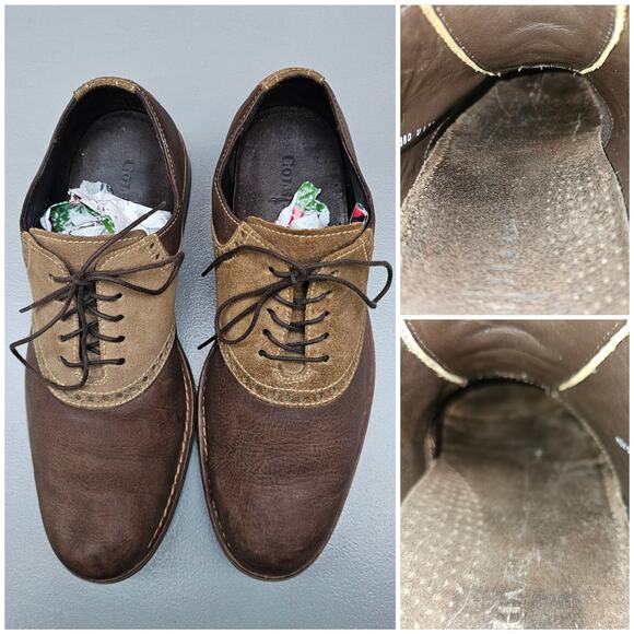 Two Tone Oxford Cole Haan Williams Size 9 Brown Leather Tan Suede Men's Dress - Picture 9 of 14